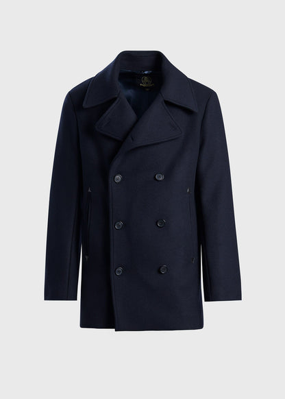 Modern Peacoat with Leather Detail Navy - Paul Stuart