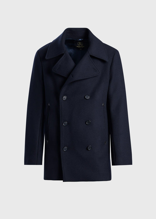 Modern Peacoat with Leather Detail Navy - Paul Stuart