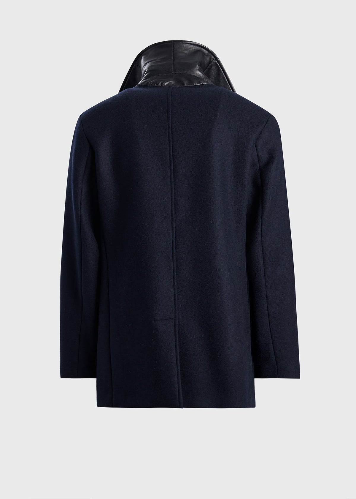 Modern Peacoat with Leather Detail Navy - Paul Stuart
