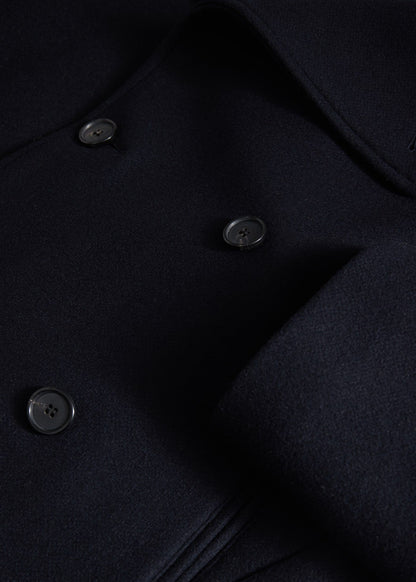 Modern Peacoat with Leather Detail Navy - Paul Stuart