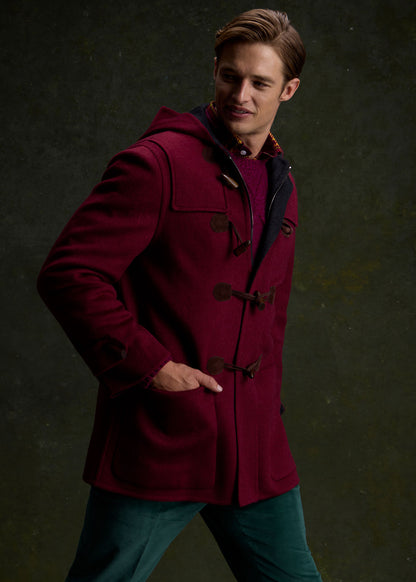 Double Faced Cashmere Toggle Coat Charcoal/Red - Paul Stuart