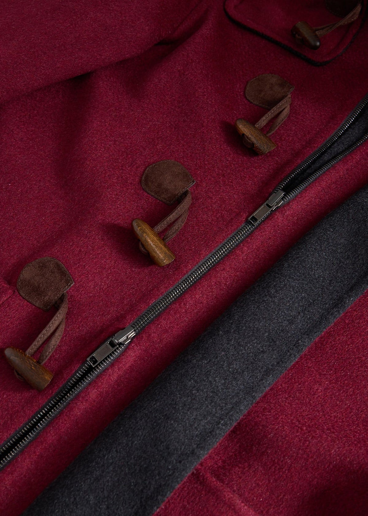 Double Faced Cashmere Toggle Coat Charcoal/Red - Paul Stuart