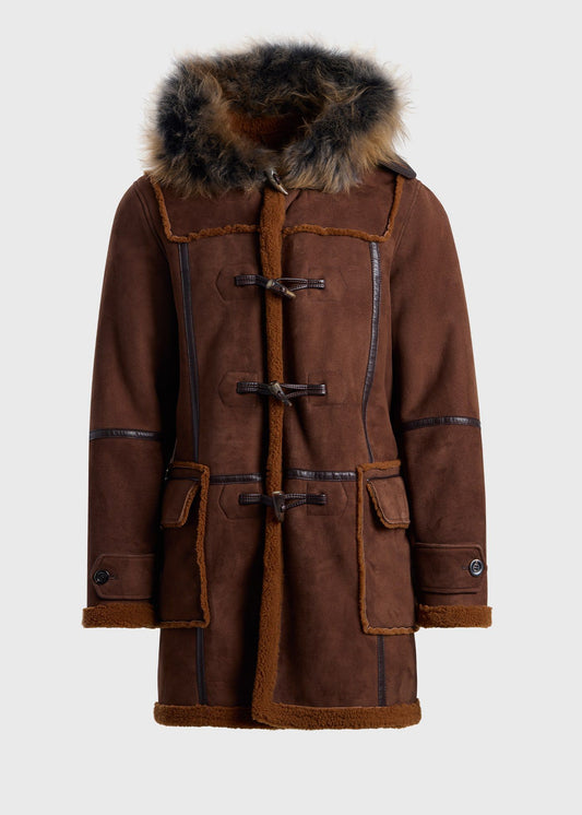 Shearling Toggle Coat Brown - Paul Stuart