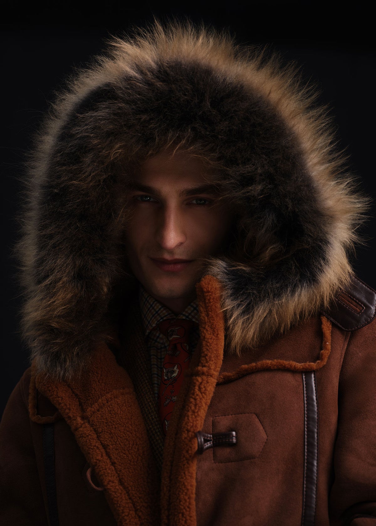 Shearling Toggle Coat Brown - Paul Stuart
