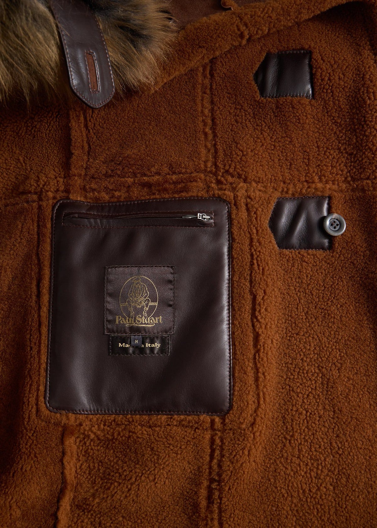 Shearling Toggle Coat Brown - Paul Stuart