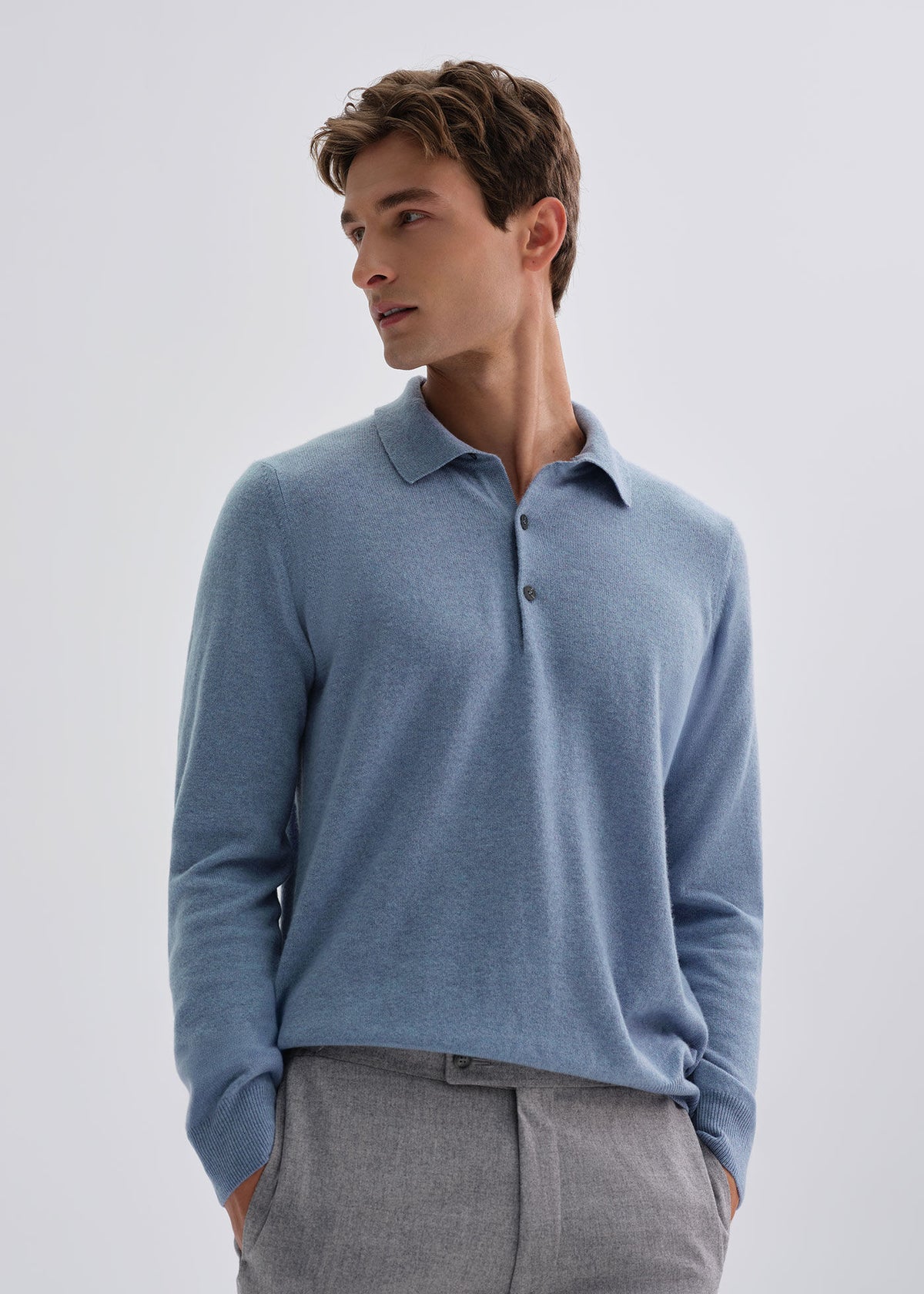 Essential Cashmere Polo Denim - Paul Stuart