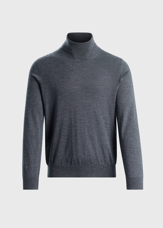 Silk & Cashmere Turtleneck Black - Paul Stuart