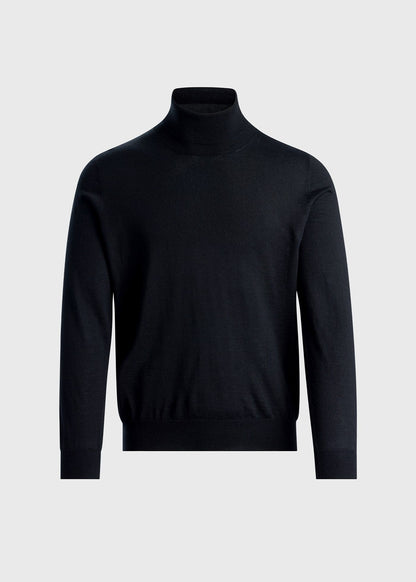 Silk & Cashmere Turtleneck Black - Paul Stuart