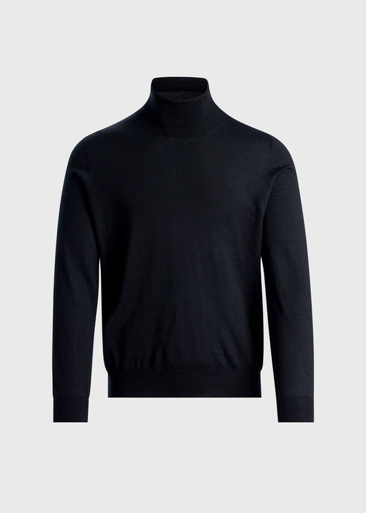 Silk & Cashmere Turtleneck Black - Paul Stuart