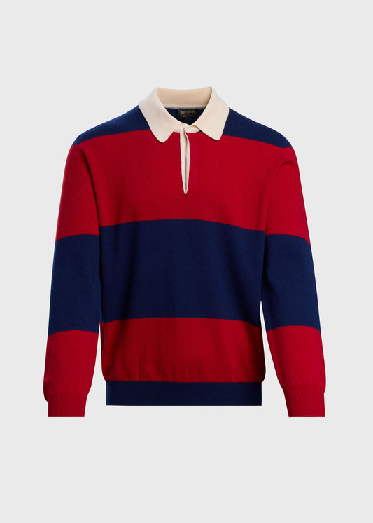 Lightweight Cashmere Rugby Sweater Navy/Gold - Paul Stuart