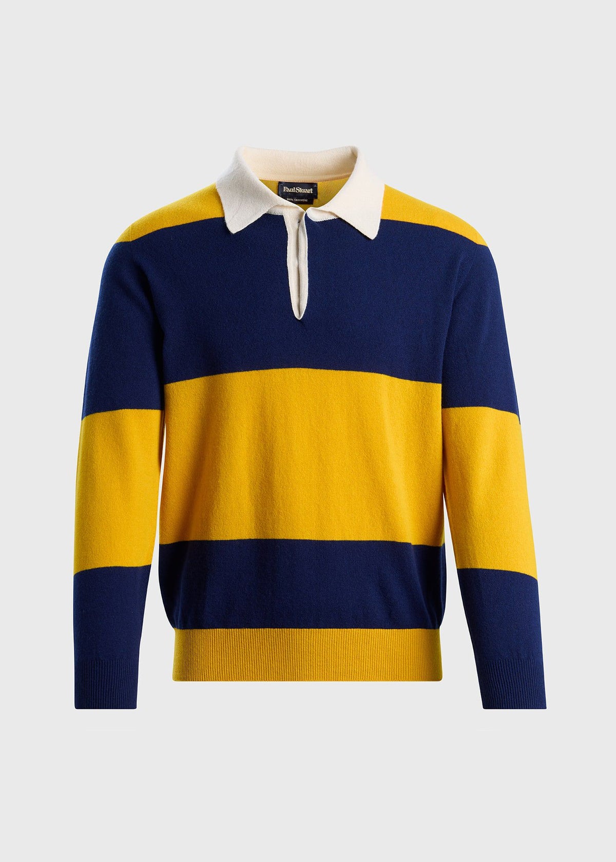 Lightweight Cashmere Rugby Sweater Navy/Gold - Paul Stuart