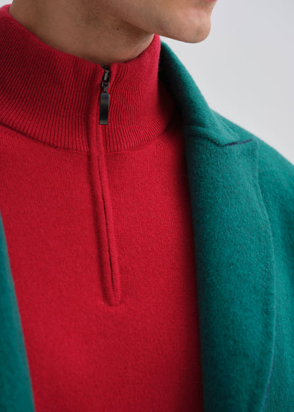 Essential Cashmere Quarter Zip Sweater Crimson - Paul Stuart