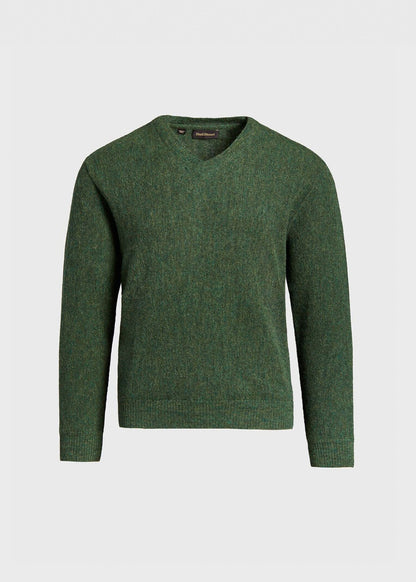 Classic Alpaca Links V-Neck Sweater Green Mix - Paul Stuart