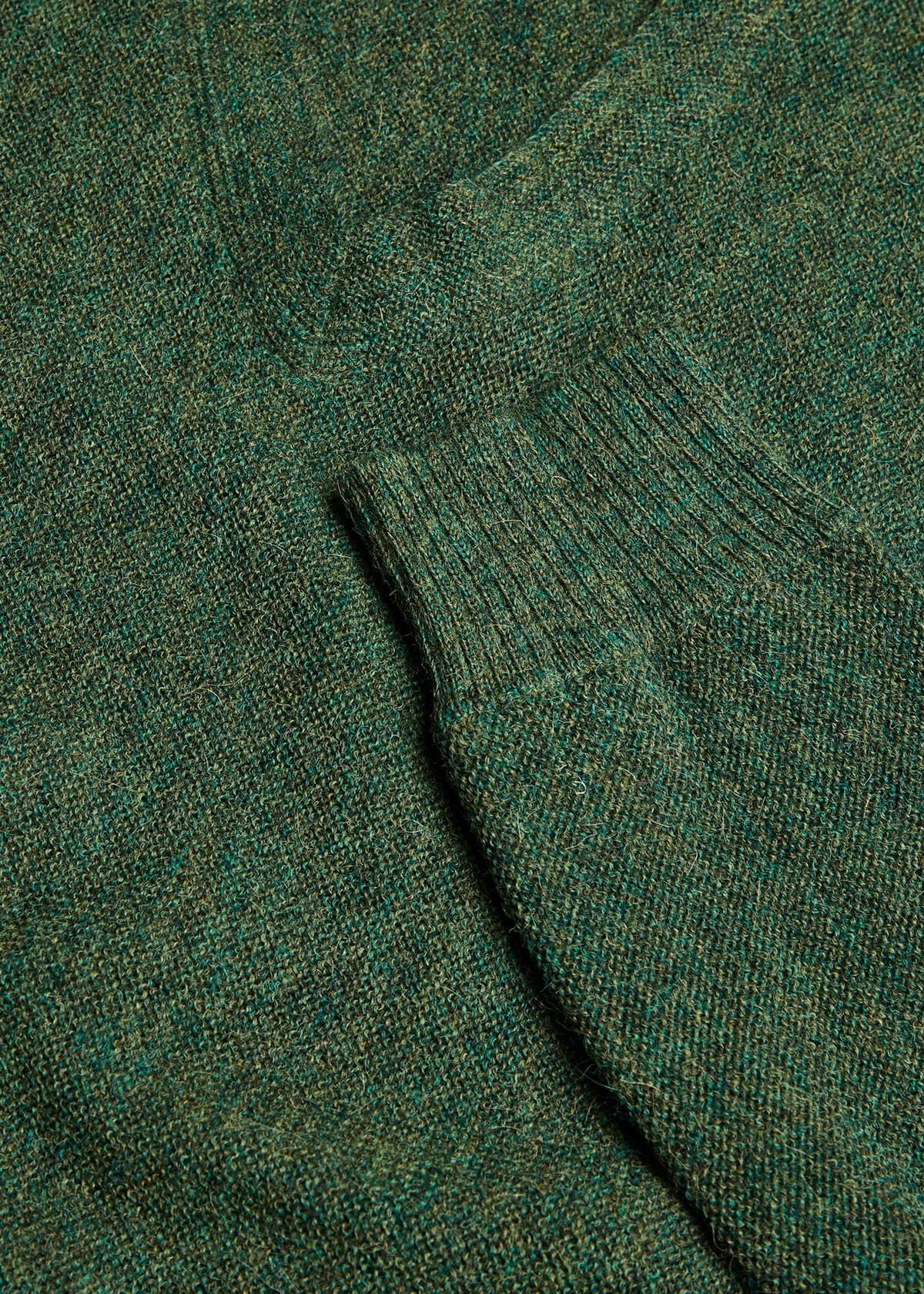 Classic Alpaca Links V-Neck Sweater Green Mix - Paul Stuart