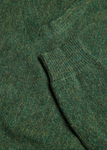Classic Alpaca Links V-Neck Sweater Green Mix - Paul Stuart