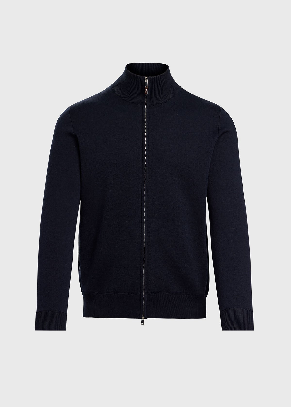 Silk & Cotton Full Zip Cardigan Light Grey - Paul Stuart