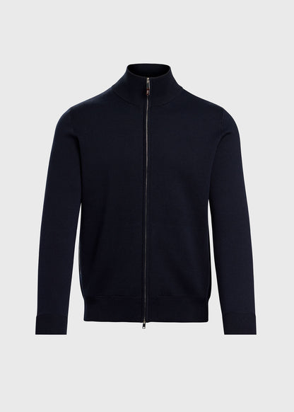 Silk & Cotton Full Zip Cardigan Light Grey - Paul Stuart