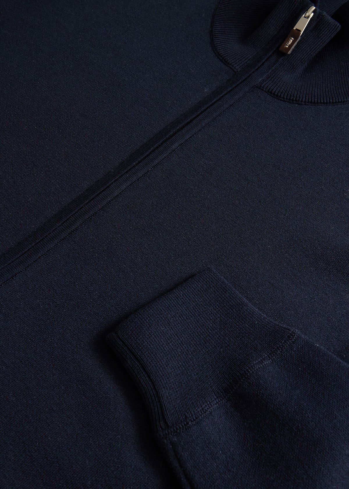 Silk & Cotton Full Zip Cardigan Light Grey - Paul Stuart