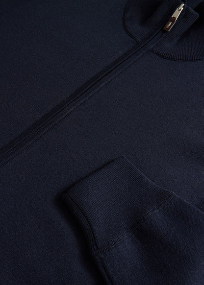 Silk & Cotton Full Zip Cardigan Light Grey - Paul Stuart