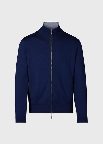 Wool Jersey Zip Cardigan Charcoal - Paul Stuart