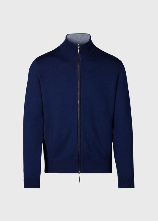 Wool Jersey Zip Cardigan Charcoal - Paul Stuart