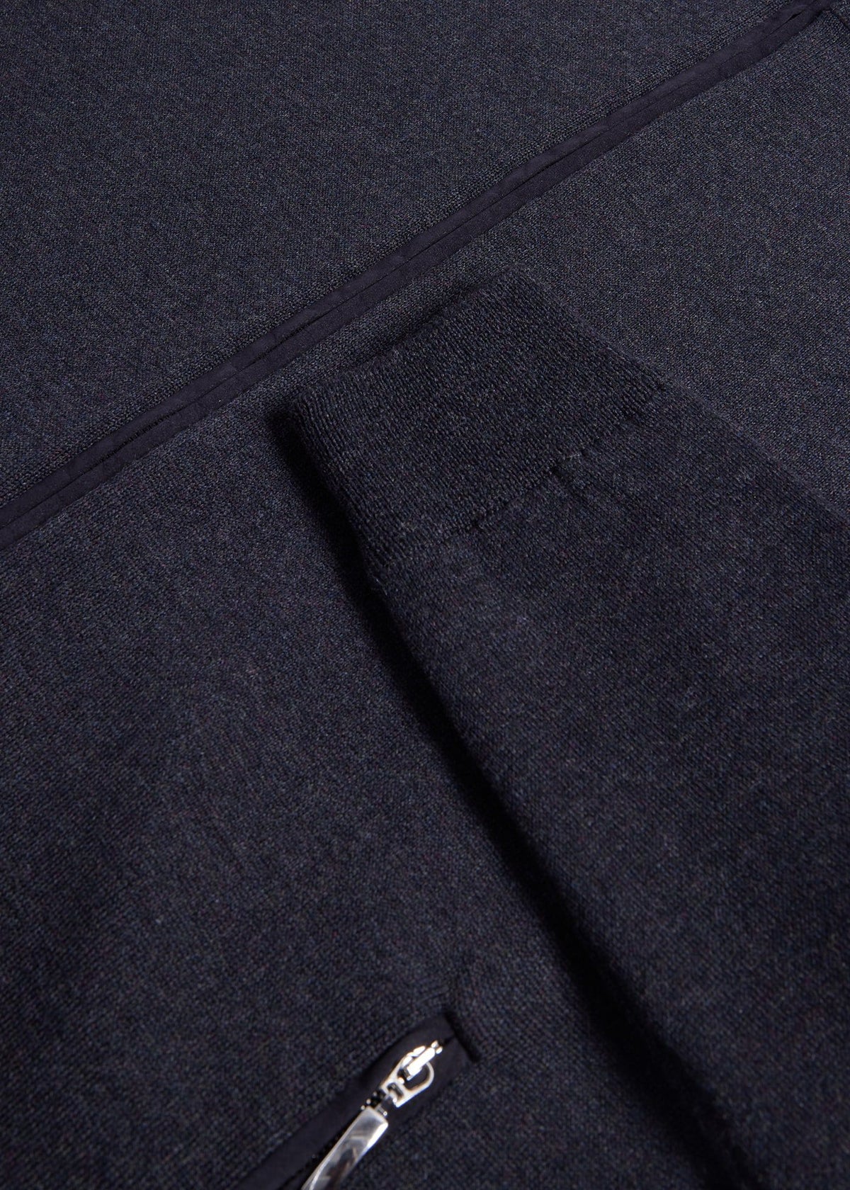 Wool Jersey Zip Cardigan Charcoal - Paul Stuart