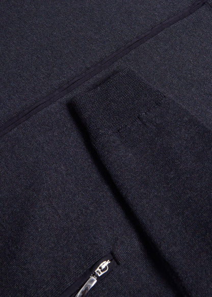 Wool Jersey Zip Cardigan Charcoal - Paul Stuart