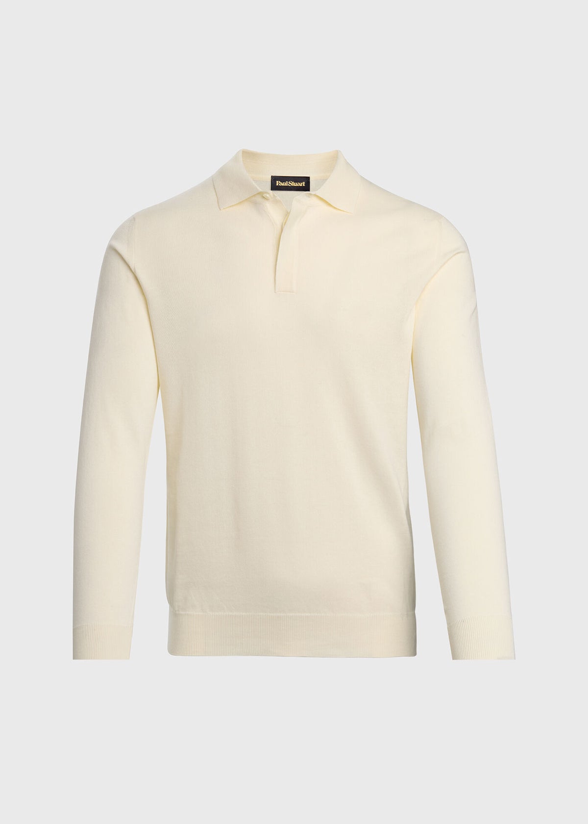 Organic Cotton Long Sleeve Polo Powder Blue - Paul Stuart