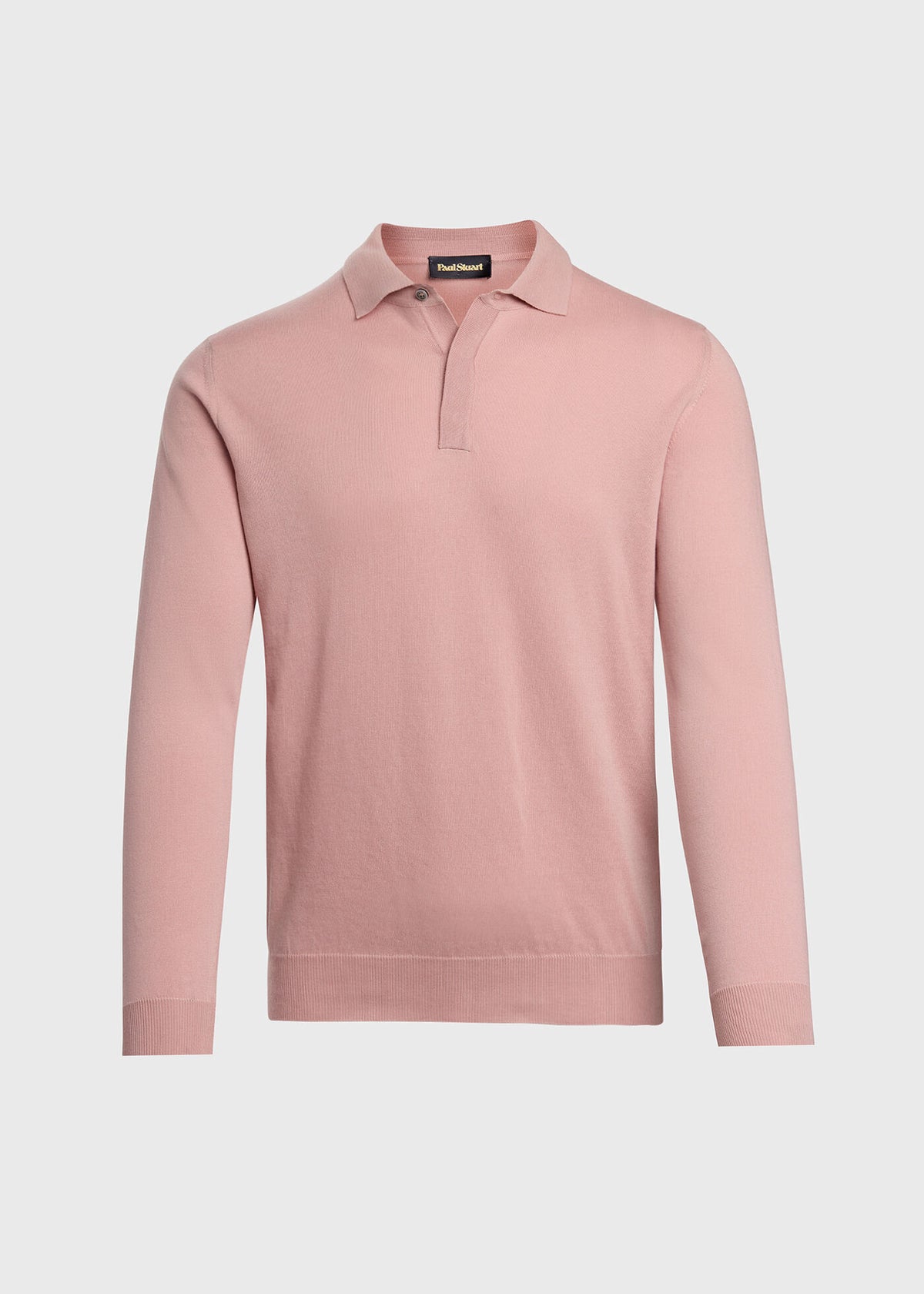 Organic Cotton Long Sleeve Polo Powder Blue - Paul Stuart