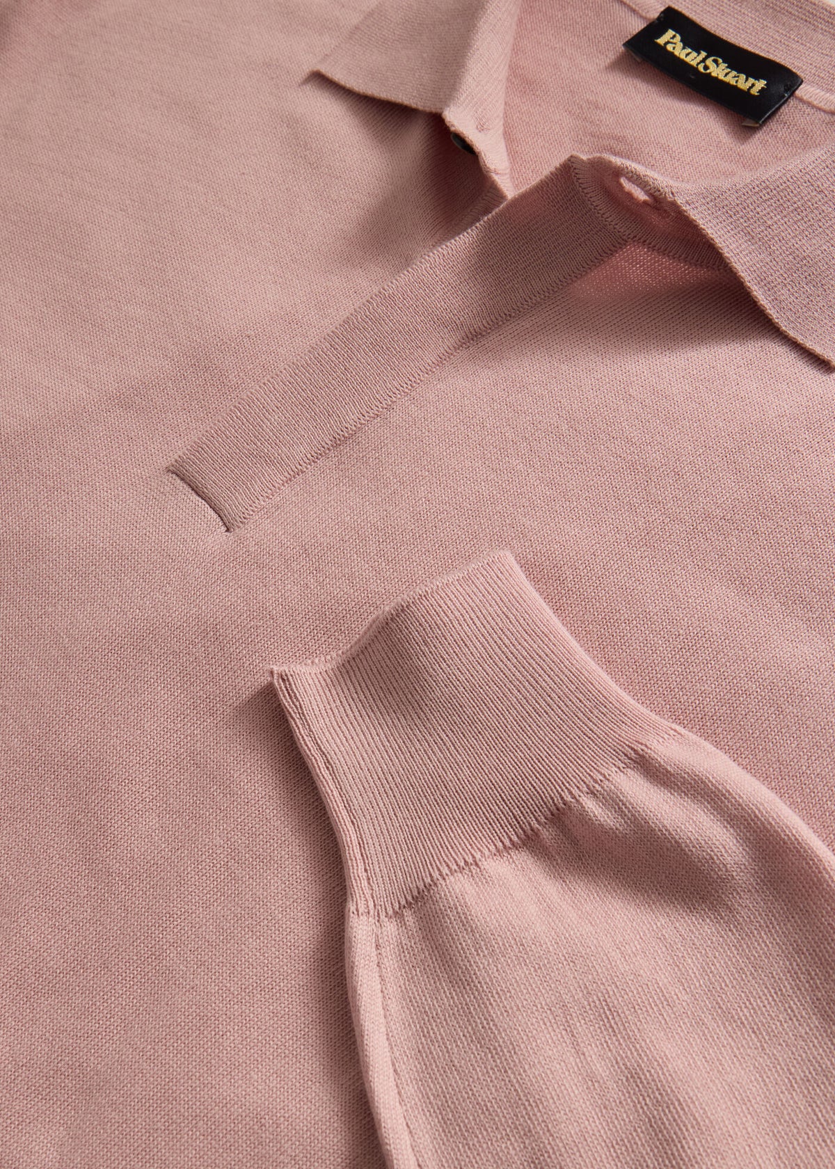 Organic Cotton Long Sleeve Polo Powder Blue - Paul Stuart
