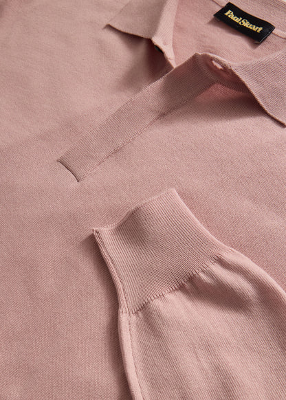 Organic Cotton Long Sleeve Polo Powder Blue - Paul Stuart