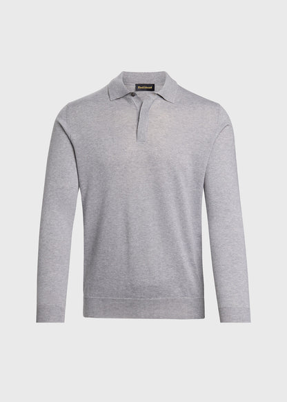 Organic Cotton Long Sleeve Polo Powder Blue - Paul Stuart