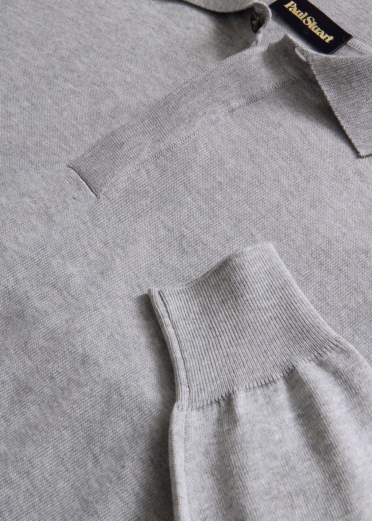 Organic Cotton Long Sleeve Polo Powder Blue - Paul Stuart