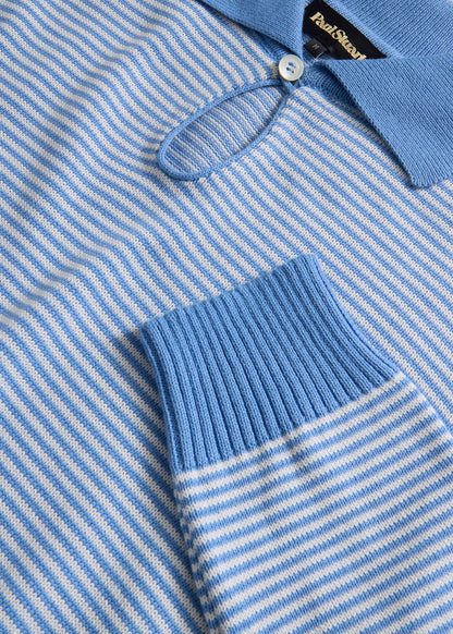 Long Sleeve Stripe Polo Blue/White - Paul Stuart