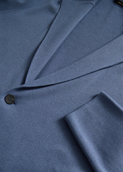 Single Breasted Knit Blazer Denim - Paul Stuart