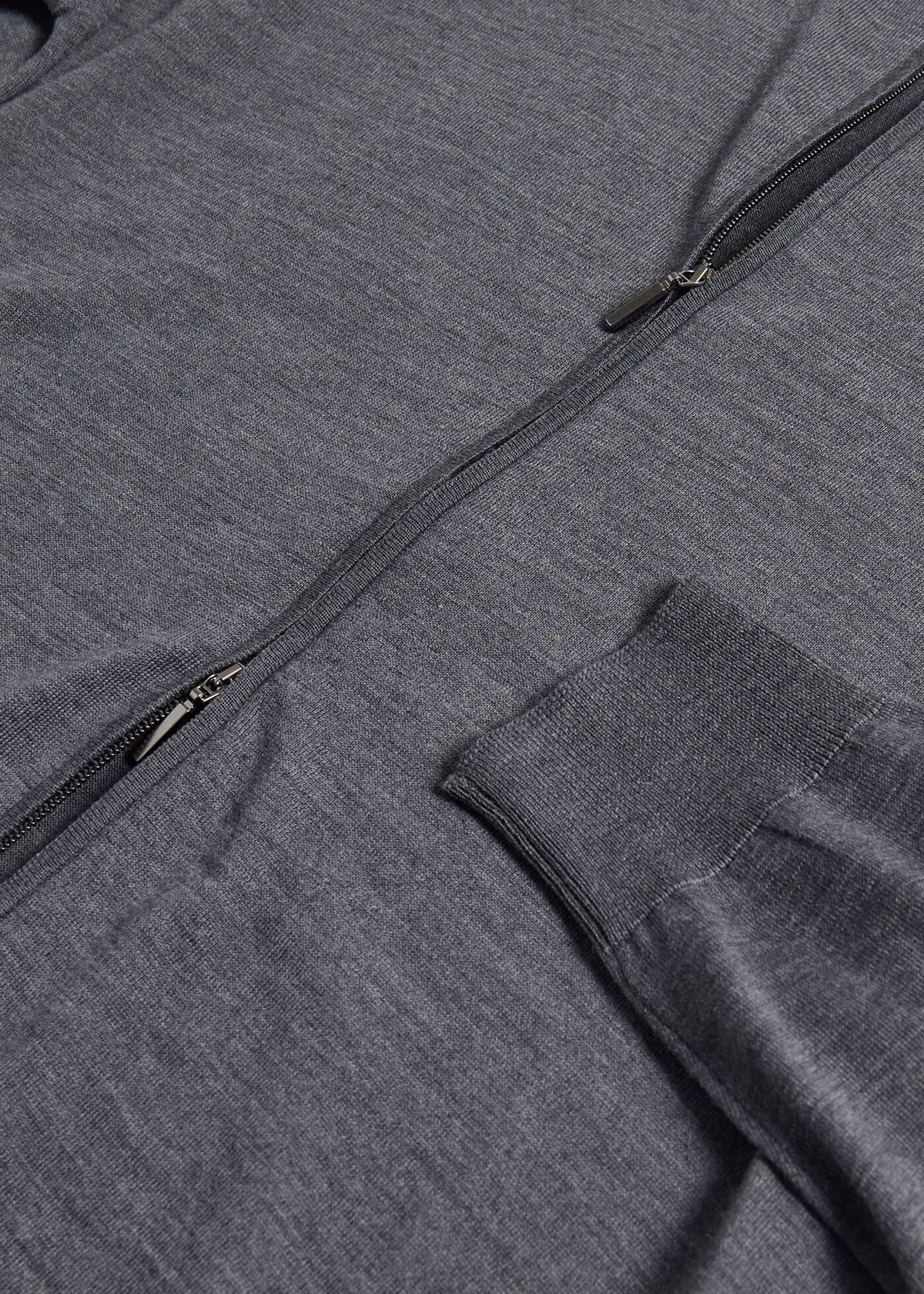 Essential Merino Wool Zip Cardigan Charcoal - Paul Stuart