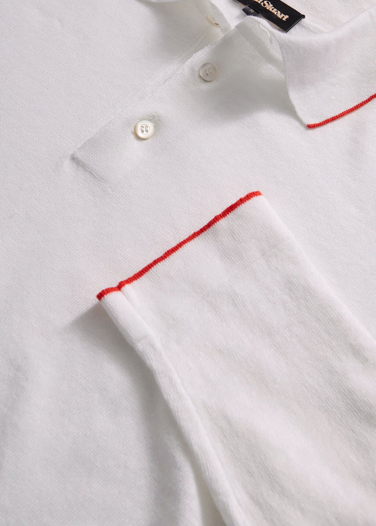 Linen & Cotton Contrast Collar Polo White/Green - Paul Stuart