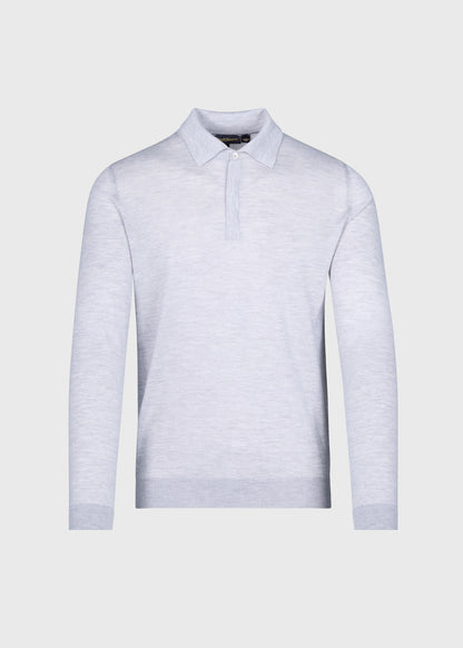 Cashmere & Silk Long Sleeve Polo Powder Blue - Paul Stuart