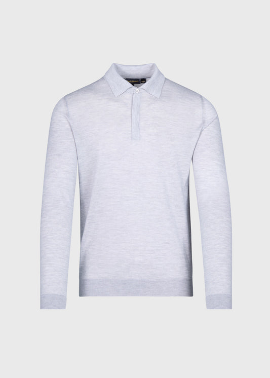 Cashmere & Silk Long Sleeve Polo Powder Blue - Paul Stuart