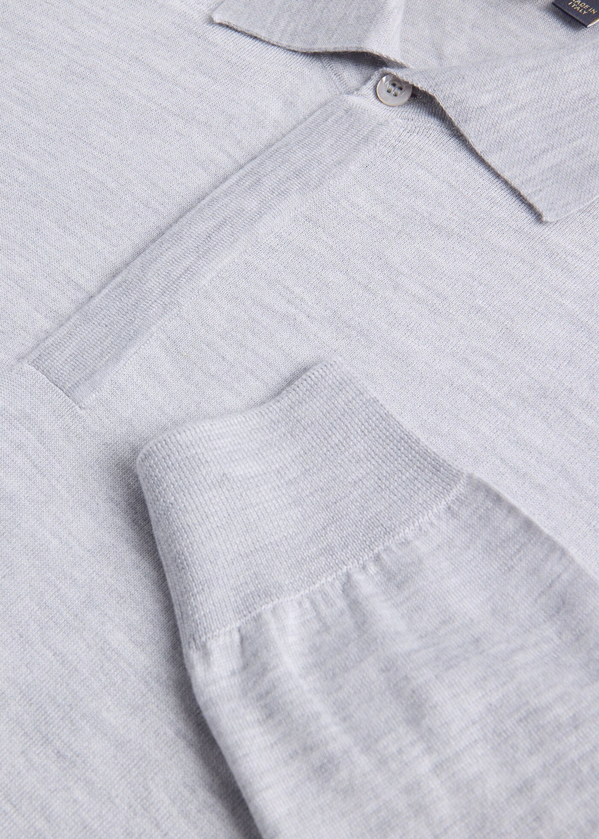 Cashmere & Silk Long Sleeve Polo Powder Blue - Paul Stuart