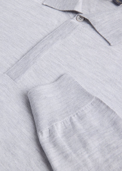 Cashmere & Silk Long Sleeve Polo Powder Blue - Paul Stuart