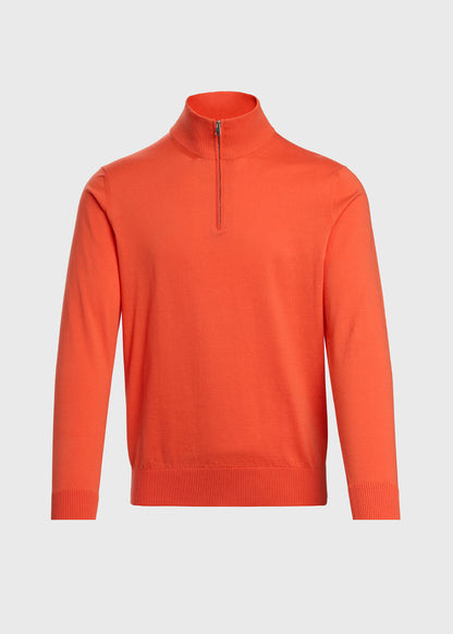 Quarter Zip Cotton Sweater Aqua - Paul Stuart