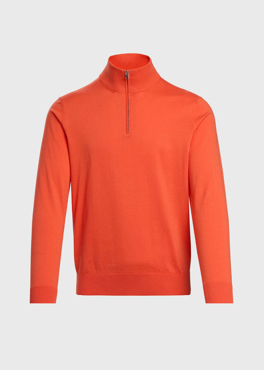Quarter Zip Cotton Sweater Aqua - Paul Stuart