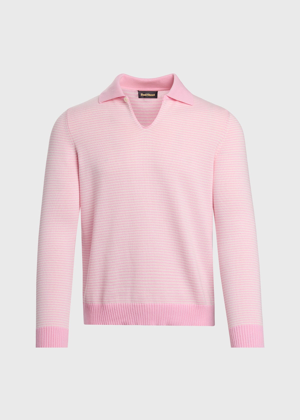 Long Sleeve Stripe Polo Blue/White - Paul Stuart