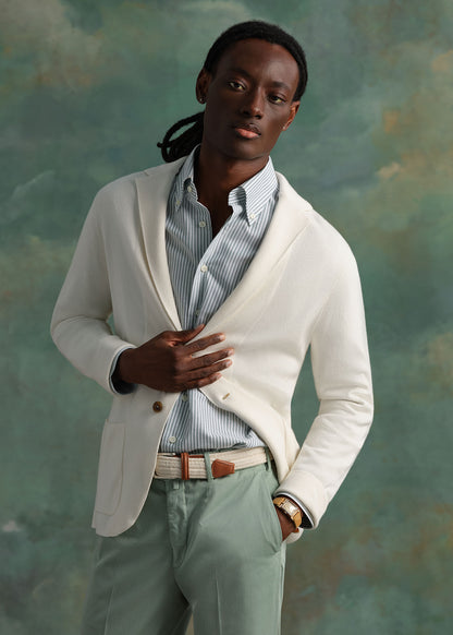 Single Breasted Knit Blazer Denim - Paul Stuart