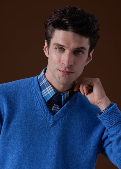 Classic Cashmere V-Neck Sweater Powder Blue, unselectable - Paul Stuart