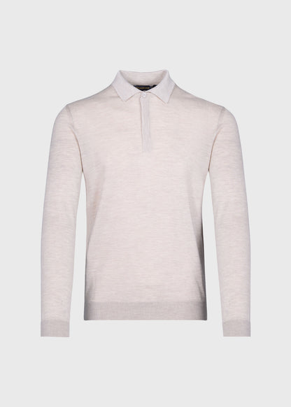 Cashmere & Silk Long Sleeve Polo Powder Blue - Paul Stuart