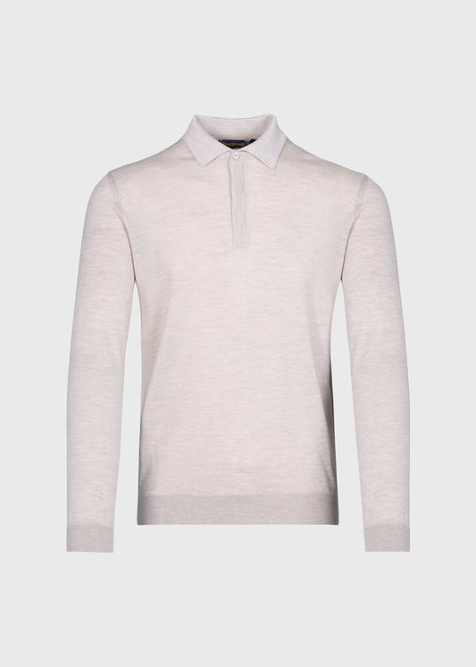 Cashmere & Silk Long Sleeve Polo Powder Blue - Paul Stuart