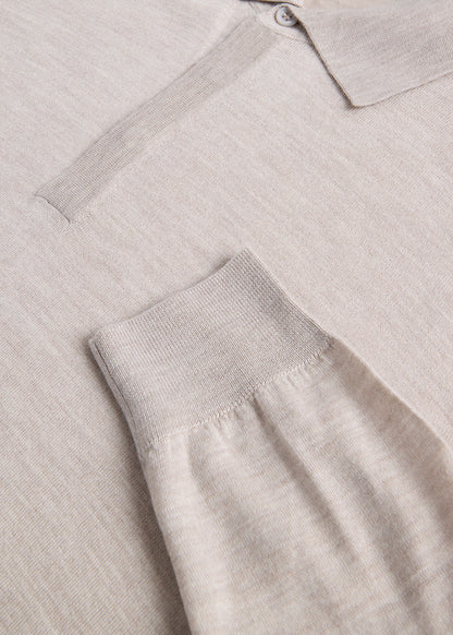 Cashmere & Silk Long Sleeve Polo Powder Blue - Paul Stuart