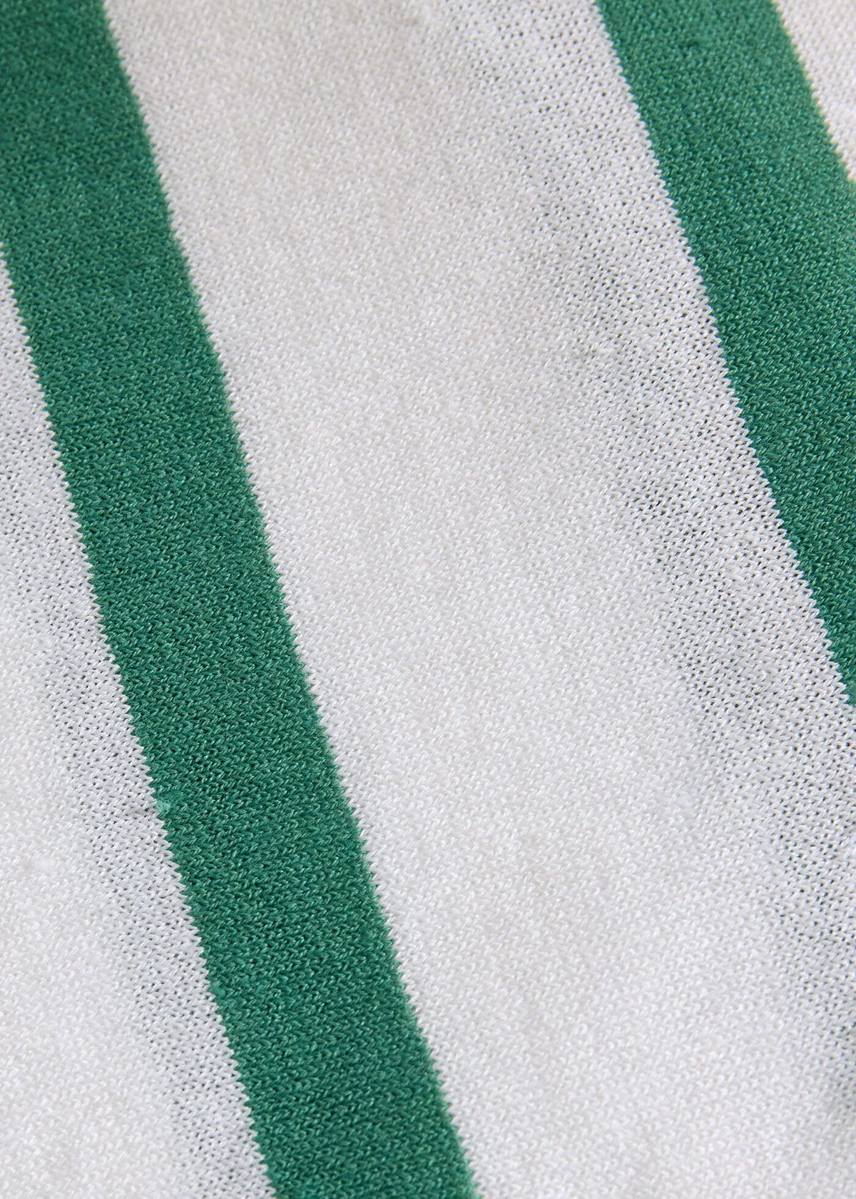 Linen & Cotton Horizontal Stripe Polo White/Green - Paul Stuart